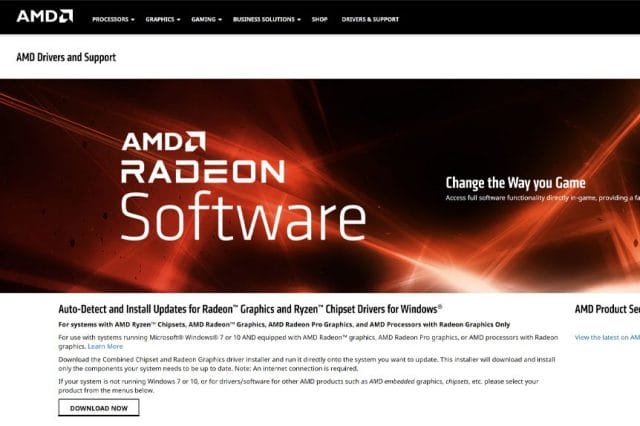 AMD Spletna stran za prenos graficnih gonilnikov AMD Spletna stran za prenos graficnih gonilnikov
