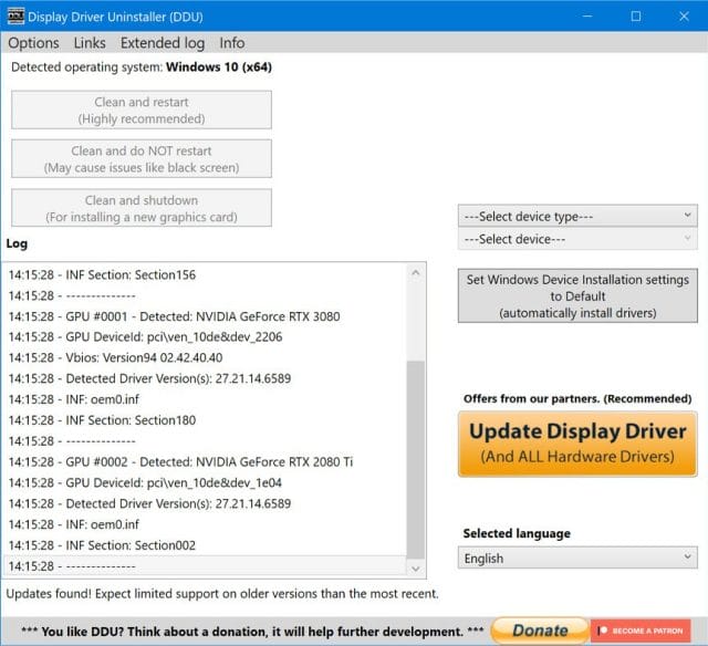 Display Driver Uninstaller za Čiščenje Gonilnikov