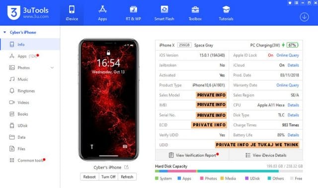 Vse informacije o iphone telefonu v programu u3tools Vse informacije o iphone telefonu v programu u3tools
