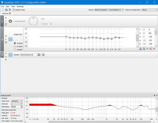 Equalizer APO Nastavitve pri Testiranju Equalizer APO Nastavitve pri Testiranju