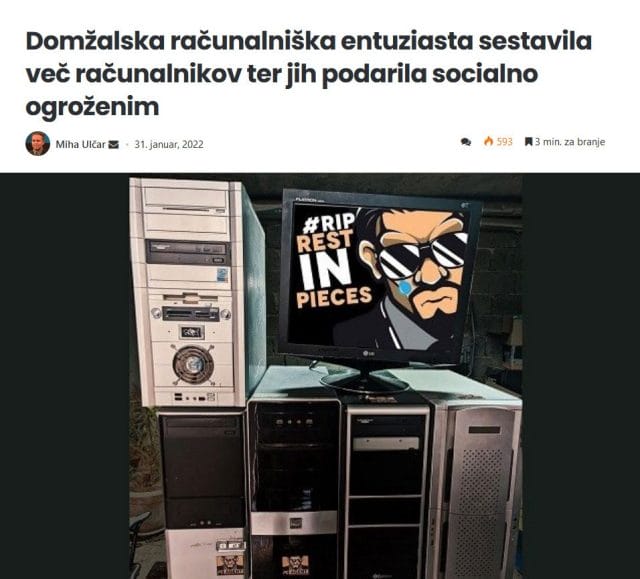 PC Agent o podarjenih obnovljenih racunalnikih v domzalskih spletnih novicah PC Agent o podarjenih obnovljenih racunalnikih v domzalskih spletnih novicah