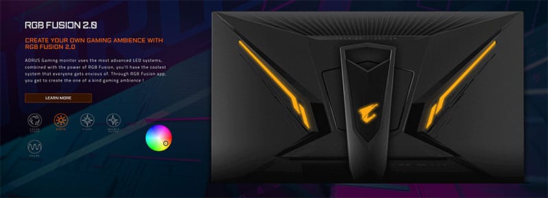 Gigabyte Aorus Fi32q RGB Fusion effekti na monitorju