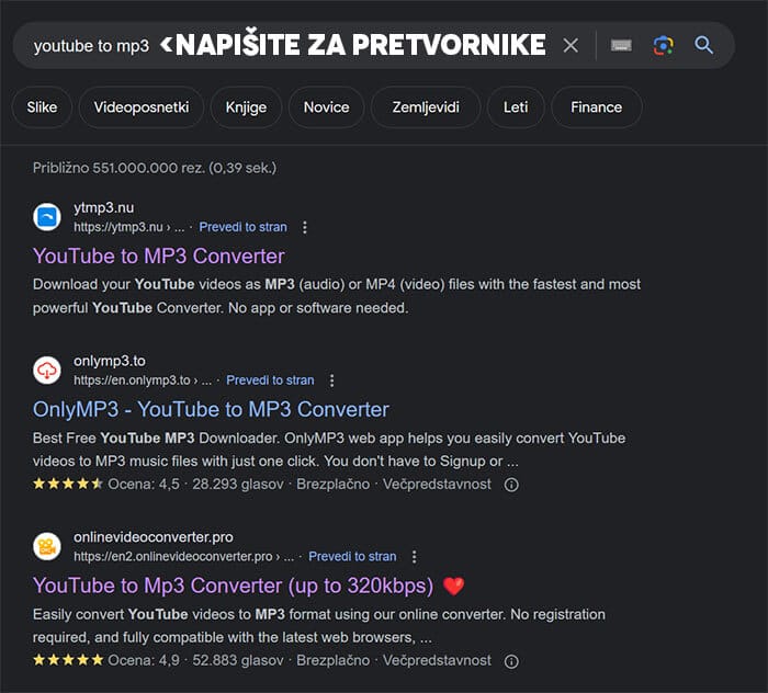 Kako prenesti glasbo iz youtuba z spletnim pretvornikom