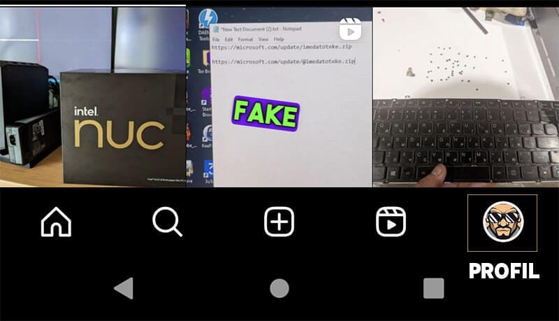 ikono instagram profila pcagent v spodnjem desnem kotu zaslona