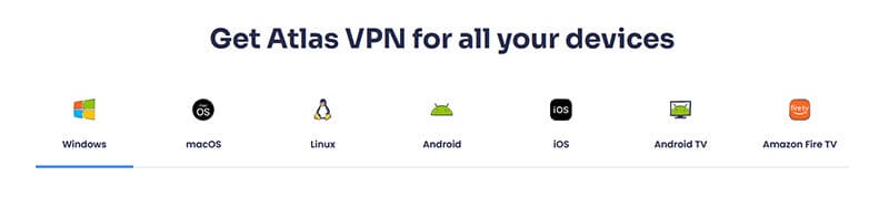 Atlas VPN je na voljo na operacijskih sistemih