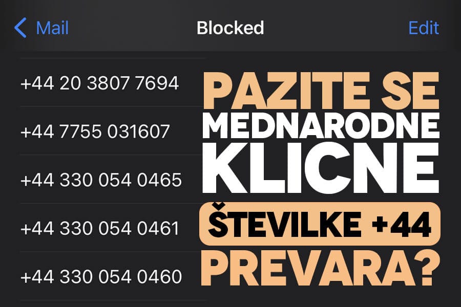 Pazite se mednarodne klicne številke +44