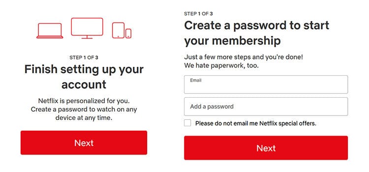 Ustvarite račun na netflixu z email in geslo za prijavo