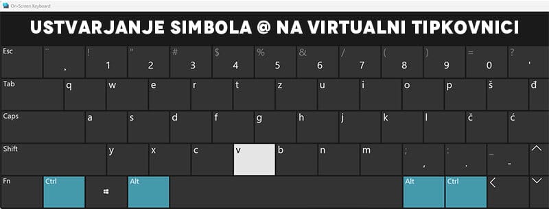 Ustvarjanje simbola @ na virtualni tipkovnici