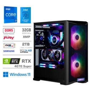 Gaming Računalnik Računalnik MEGA TWR S10 i7-14700K/RTX4070 Super/32GB-DDR5/2TB-4.0/1000W/Win11Home/črna RGB