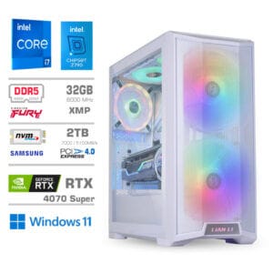 Gaming Računalnik Računalnik MEGA TWR S10 i7-14700K/RTX4070 Super/32GB-DDR5/2TB-4.0/1000W/Win11Home/bela RGB