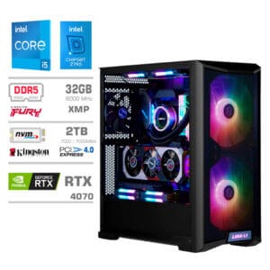 Gaming Računalnik Računalnik MEGA TWR S10 i5-14600KF/RTX4070/32GB-DDR5/2TB-4.0/1000W/Brez OS/črna RGB