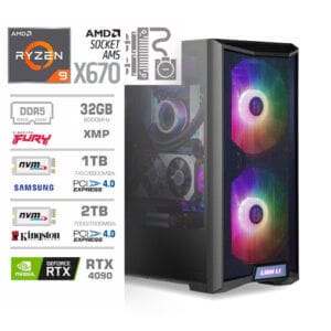 Gaming Računalnik Računalnik MEGA TWR S10 R9-7950X3D/RTX4090/32GB-DDR5/1TB-4.0/2TB-4.0/1000W/Brez OS/črna RGB