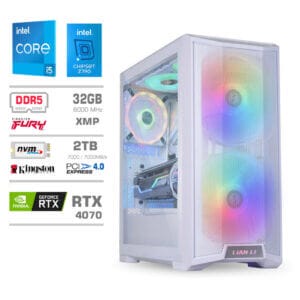 Gaming Računalnik Računalnik MEGA TWR S10 i7-14700KF/RTX4070/32GB-DDR5/2TB-4.0/1000W/Brez OS/bela RGB