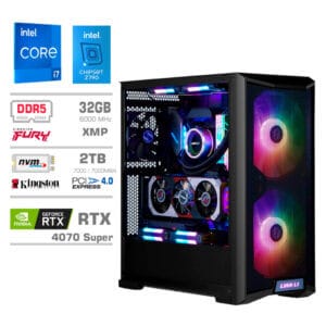 Gaming Računalnik Računalnik MEGA TWR S10 i7-14700F/RTX4070 Super/32GB-DDR5/2TB-4.0/1000W/Brez OS/črna RGB