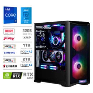 Gaming Računalnik Računalnik MEGA TWR S10 i9-14900K/RTX4090/32GB-DDR5/1TB-4.0/2TB-4.0/1000W/Brez OS/črna RGB