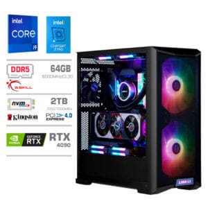 Gaming Računalnik Računalnik MEGA TWR S10 i9-14900K/RTX4090/64GB-DDR5/2TB-4.0/1000W/Brez OS/črna RGB