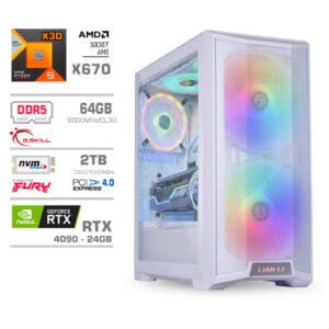 Gaming Računalnik Računalnik MEGA TWR S10 R9-7900X3D/RTX4090/64GB-DDR5/2TB-4.0/1000W/Brez OS/bela RGB