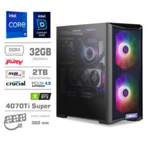 Gaming Računalnik Računalnik MEGA TWR S10 i9-13900K/RTX4070Ti Super/32GB/2TB-4.0/1000W/Brez OS/črna RGB