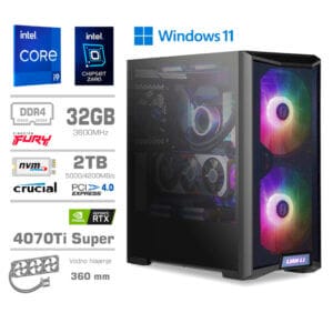 Gaming Računalnik Računalnik MEGA TWR S10 i9-13900K/RTX4070Ti Super/32GB/2TB-4.0/1000W/Win11Home/črna RGB