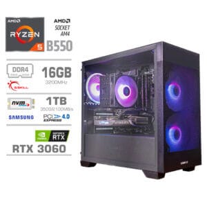 Gaming Računalnik Računalnik MEGA MT S7X R5-5600G/RTX3060/16GB/1TB-4.0/750W/Brez OS/črna RGB