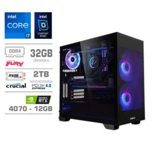 Gaming Računalnik Računalnik MEGA MT S7X GAMER i7-12700K/RTX4070/32GB/2TB-4.0/750W/Brez OS/črna RGB