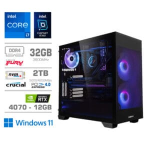 Gaming Računalnik Računalnik MEGA MT S7X GAMER i7-12700K/RTX4070/32GB/2TB-4.0/750W/Win11Home/črna RGB