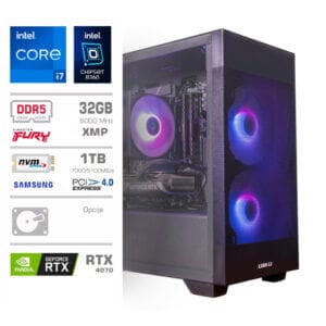 Gaming Računalnik Računalnik MEGA MT S7X GAMER i7-13700/RTX4070/32GB-DDR5/1TB-4.0/750W/Win11Home/črna RGB