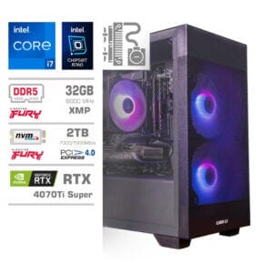 Gaming Računalnik Računalnik MEGA MT S7X GAMER i7-14700KF/RTX4070Ti Super/32GB-DDR5/2TB-4.0/750W/Brez OS/črna RGB