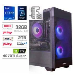 Gaming Računalnik Računalnik MEGA MT S7X GAMER i9-14900KF/RTX4070Ti Super/32GB-DDR5/2TB-4.0/750W/Brez OS/črna RGB