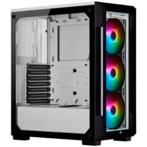 Ohisje Corsair iCUE 220T kaljeno steklo MidiATX bela RGB