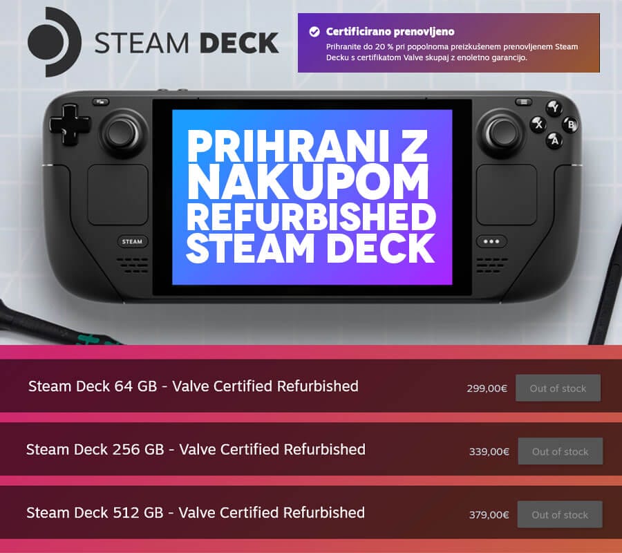 Prihranite denar z nakupom refurbished steam deck