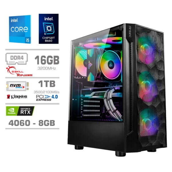 Gaming Računalnik Računalnik MEGA TWR S7 i5-14600KF/RTX4060/16GB/1TB-4.0/750W/Win11Home RGB