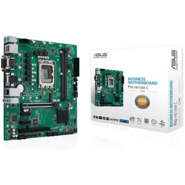 Osnovna plošča 1700 ASUS PRO H610M-C-CSM DDR5 PCI 32bit COM VGA DVI-D HDMI DisplayPort (90MB1AT0-M0EAYC)