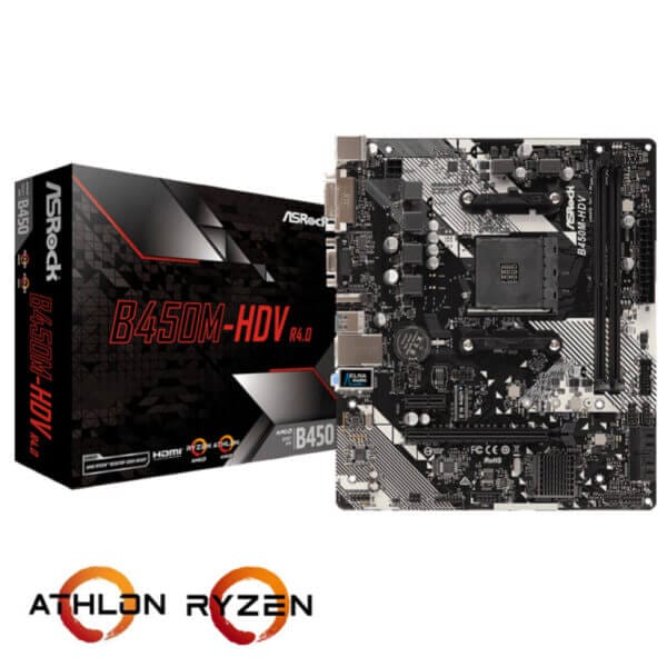 Osnovna plošča AM4 Asrock B450M-HDV R4.0 microATX M.2 VGA DVI HDMI