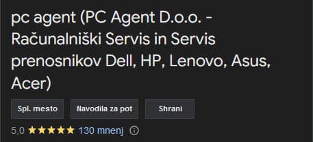 Zadovoljstvo strank po servisu računalnika pri PC Agent