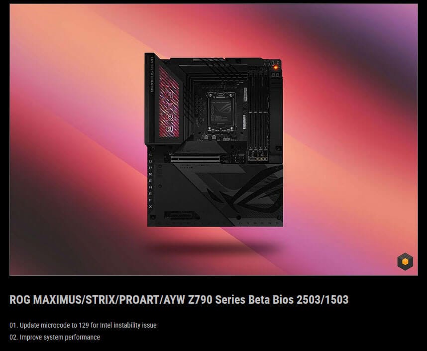 Asus Bios update za intel procesorje 13 in 14 generacije in z790 matične