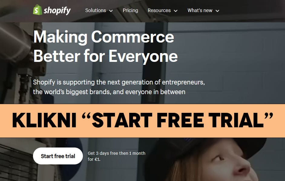 Najem spletne trgovine pricnite z obiskom spletne strani shopify in kliknite na start free trial