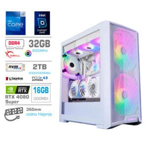 Gaming Računalnik Računalnik MEGA TWR S10 i9-12900KF/RTX4080 Super/32GB/2TB-4.0/1000W/Brez OS/bela RGB