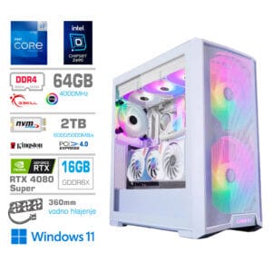 Gaming Računalnik Računalnik MEGA TWR S10 i9-12900KF/RTX4080 Super/64GB/2TB-4.0/1000W/Win11Home/bela RGB