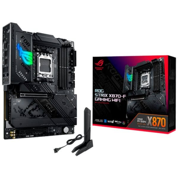 Osnovna plošča AM5 Asus ROG STRIX X870-F GAMING WIFI ATX 1xHDMI 2.1 1xDisplayPort 1.4 RAID 10