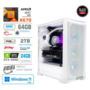 Gaming Računalnik Računalnik MEGA TWR S10 R9-7900X3D/RTX4090/64GB-DDR5/2TB-4.0/1000W/Win 11 PRO/bela RGB (Black Friday)