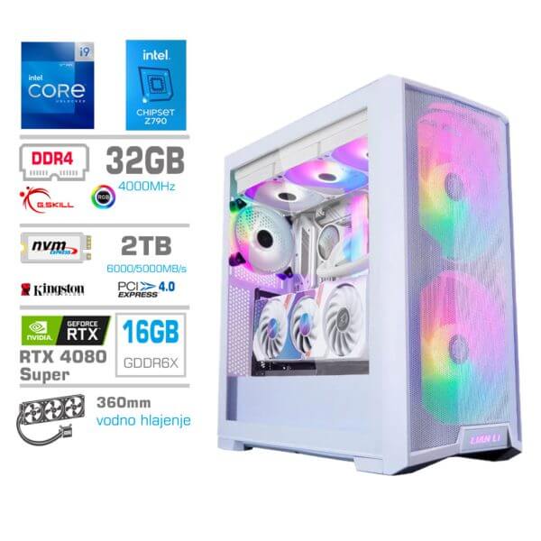 Gaming Računalnik Računalnik MEGA TWR S10 i9-12900KF/RTX4080 Super/32GB/2TB-4.0/1000W/Brez OS/bel RGB