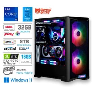 Gaming Računalnik Računalnik MEGA TWR S10 i9-13900K/RTX4070Ti Super/32GB/2TB-4.0/1000W/Win11Home/črn RGB