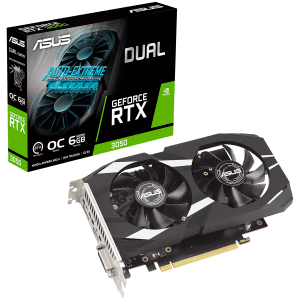 ASUS Dual GeForce RTX 3050 OC Edition 6GB GDDR6 graficna kartica with two powerful fans AAA gaming performance and ray tracing PCIe 4.0 1xDVI D 1xHDMI 2.1 1xDisplayPort 1.4a