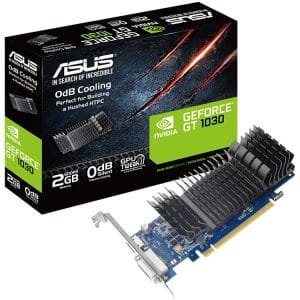 ASUS GeForce GT 1030 2GB GDDR5 VGA nizek profil graficne kartice za tiho HTPC konfiguracijo z IO port brackets PCIe 3.0 1xDVI D 1xHDMI 2.0b