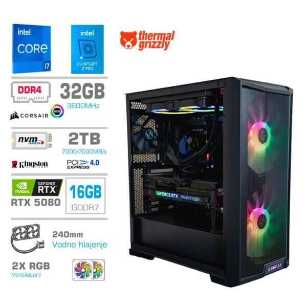 Gaming Računalnik Računalnik MEGA TWR S10 i7-14700K/RTX5080/32GB/2TB-4.0/1000W/Brez OS/črna RGB