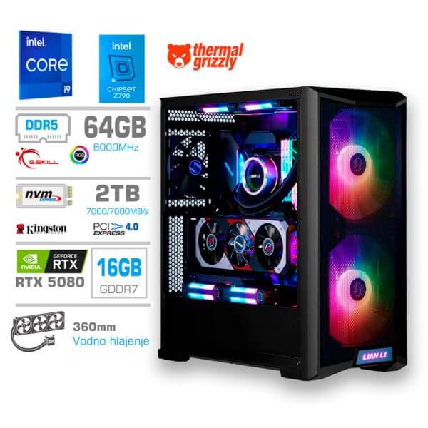 Gaming Računalnik Računalnik MEGA TWR S10 i9-14900KF/RTX5080/64GB/2TB-4.0/1000W/Brez OS/črna RGB