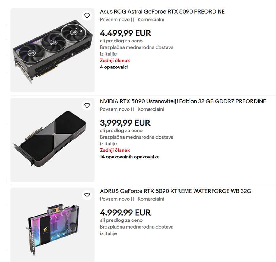 Na ebay ze scalped preorderji za graficne kartice rtx 5090 Na ebay ze scalped preorderji za graficne kartice rtx 5090