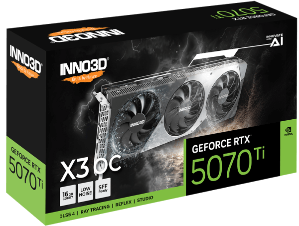 INNO3D GeForce RTX 5070 Ti X3 OC Grafična Kartica Škatla