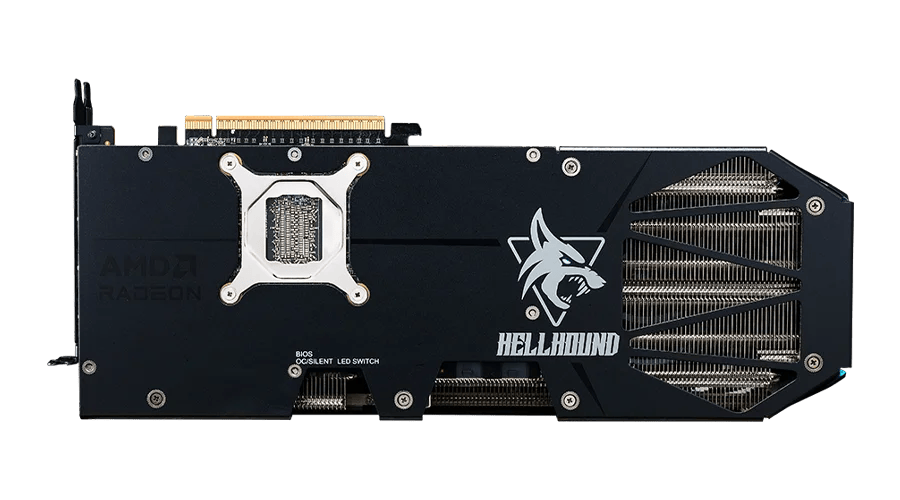 PowerColor Hellhound Radeon RX 9070 XT 16GB backplate z hellhound logo